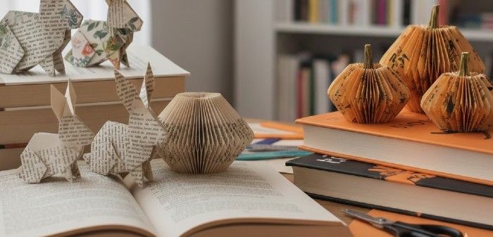 lapins et citrouilles en papier plié