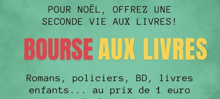 Affiche de la bourse aux livres de la médiathèque de Bousse
